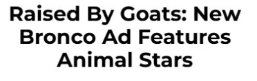 Raised By Goats: New Bronco Ad Features Animal Stars — original Horse Canada headline
